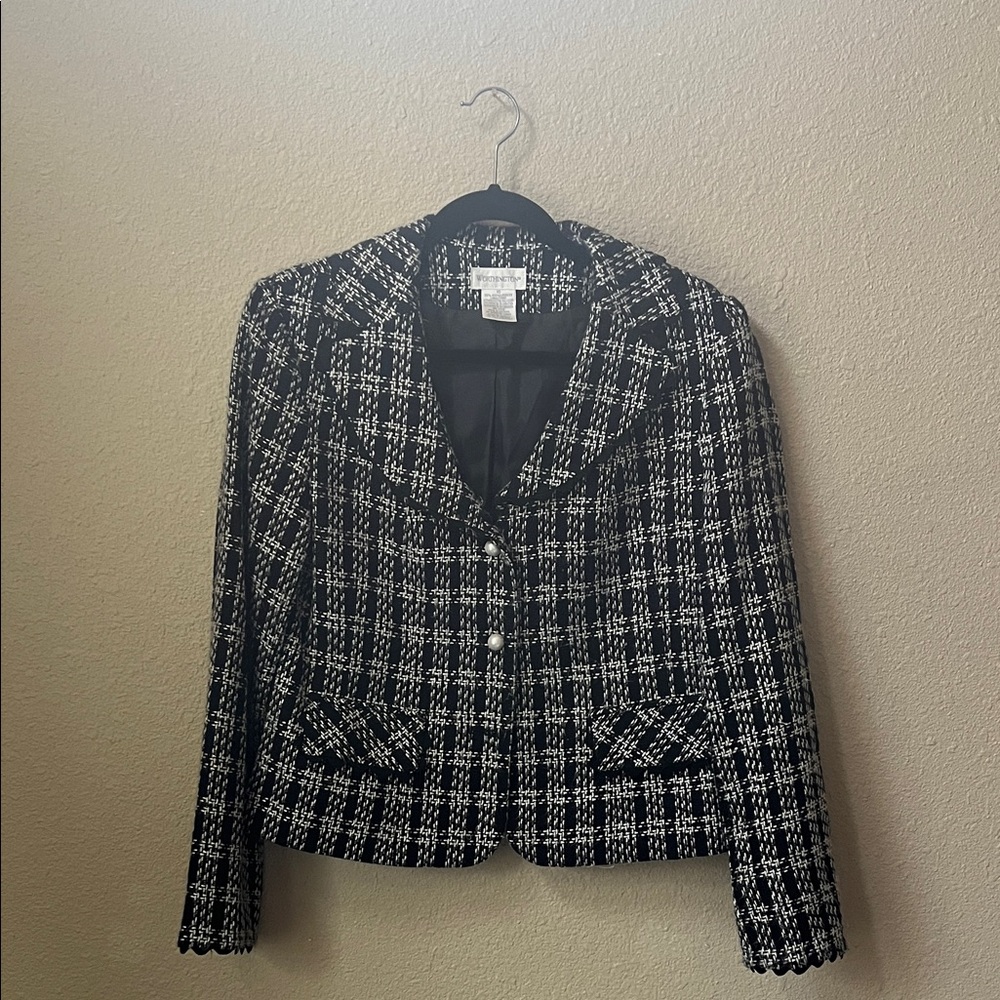 Worthington Black and White Plaid Blazer